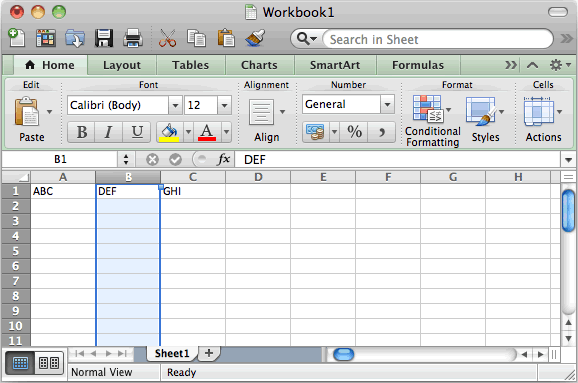 select whole column excel for mac